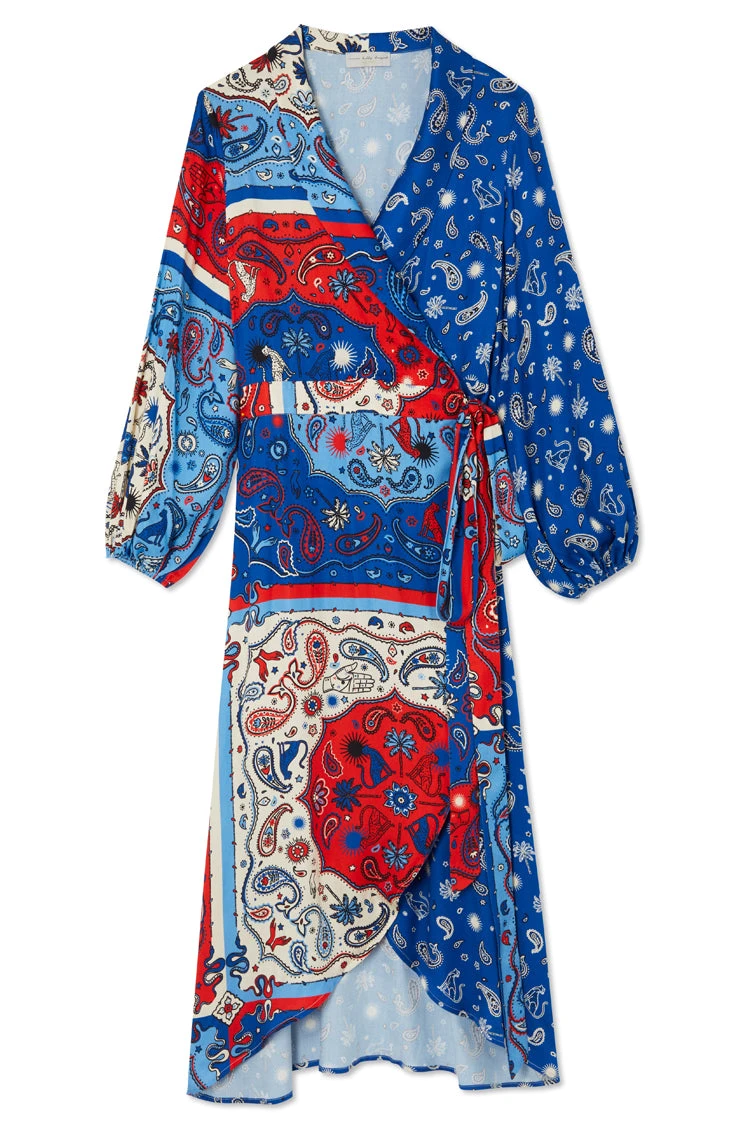 NEVER FULLY DRESSED Blue Bandana Clash Brooklyn Wrap Dress - Image 8