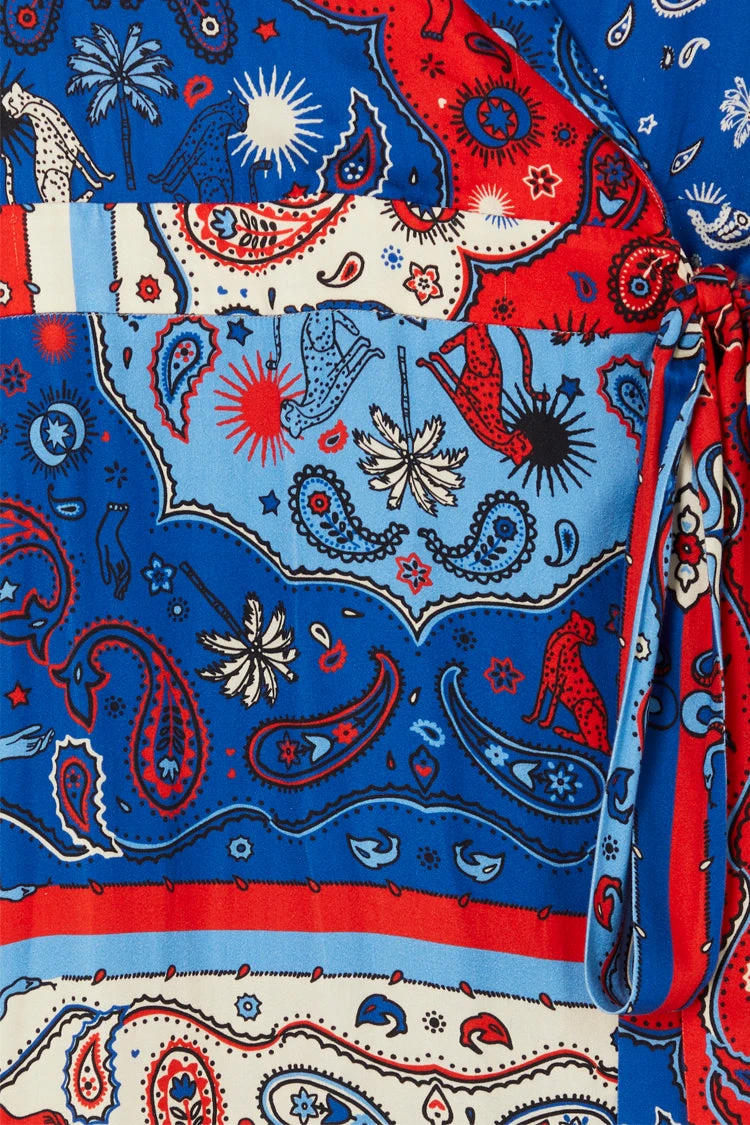 NEVER FULLY DRESSED Blue Bandana Clash Brooklyn Wrap Dress - Image 10