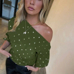 NEVER FULLY DRESSED Khaki Plisse Tilly Top