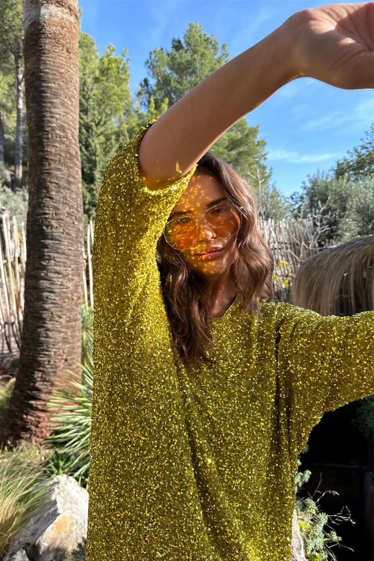 NEVER FULLY DRESSED Lime Sequin Jem Dress - Image 3