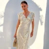 NEVER FULLY DRESSED Silver Jacquard Tilda Maxi Dress