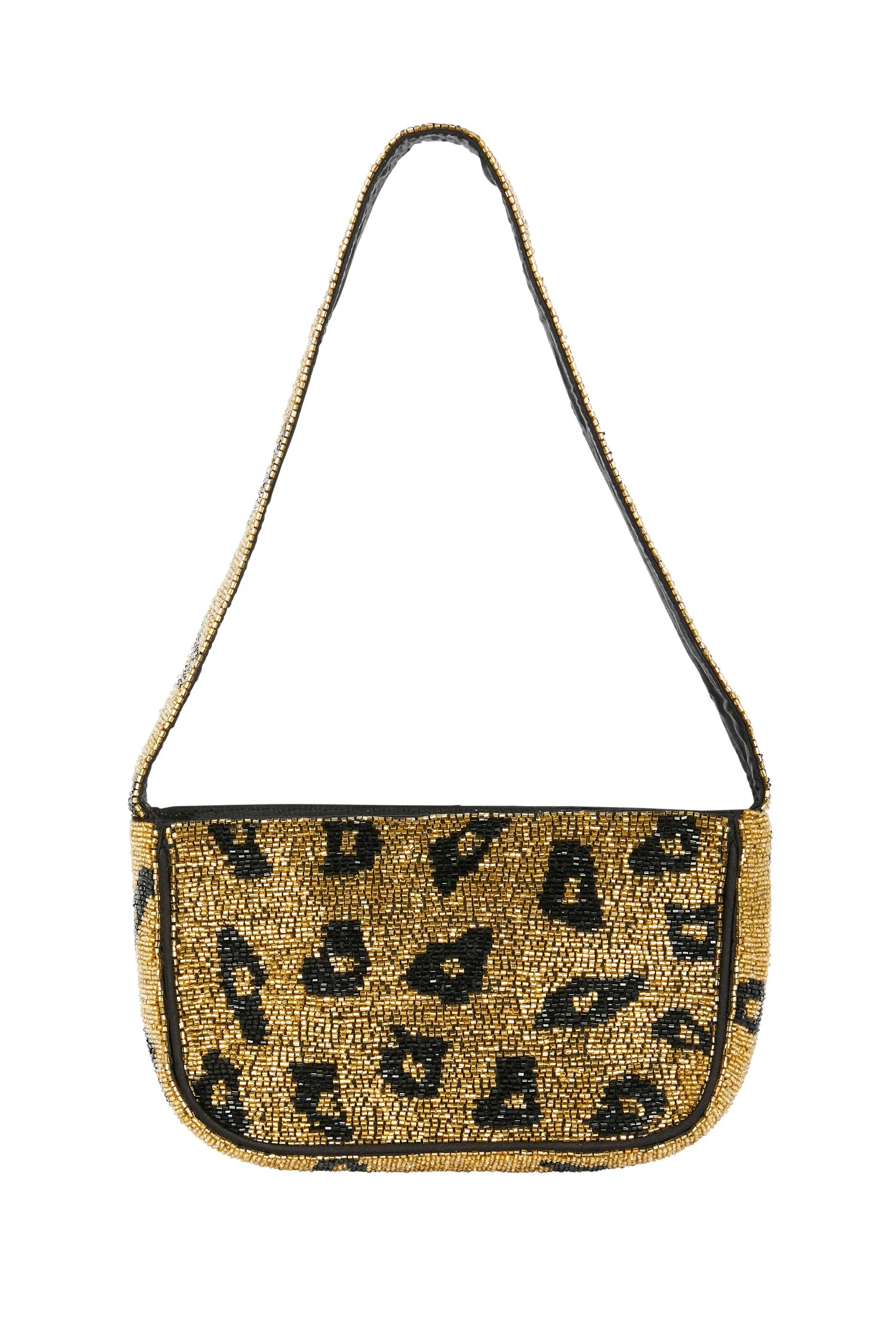 Brown Leopard Beaded Baguette Bag - Image 2