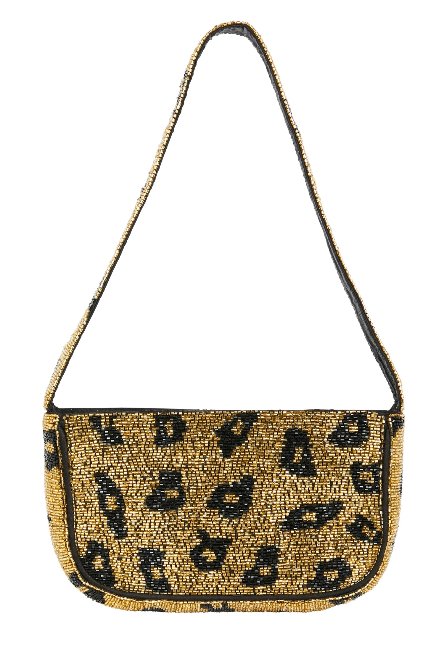 Brown Leopard Beaded Baguette Bag - Image 5