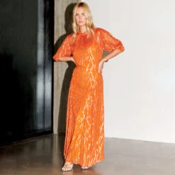 NEVER FULLY DRESSED Orange Jacquard Bibi Dress