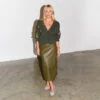 NEVER FULLY DRESSED Khaki Vegan Leather Jaspre Skirt