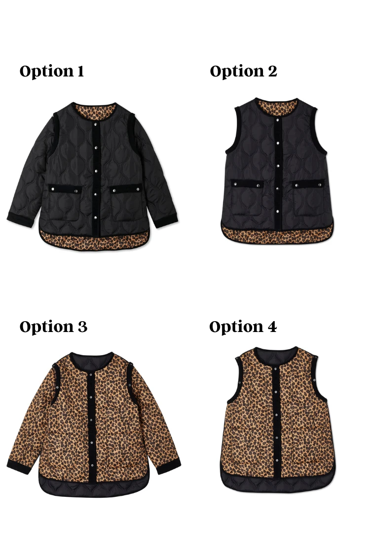 NEVER FULLY DRESSED Black And Leopard Multi-Wear Jacket - Image 3