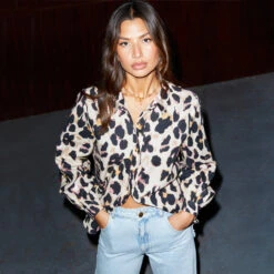 NEVER FULLY DRESSED Cotton Linen Leopard Gabbie Shirt