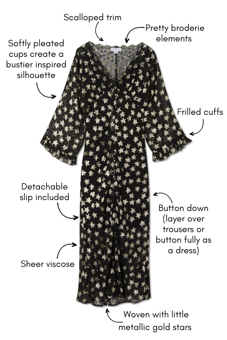 Black Star Jacquard Isabella Dress - Image 3