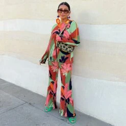 Winter Palm Plisse Trouser