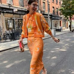 Orange Sealife Portrait Skirt