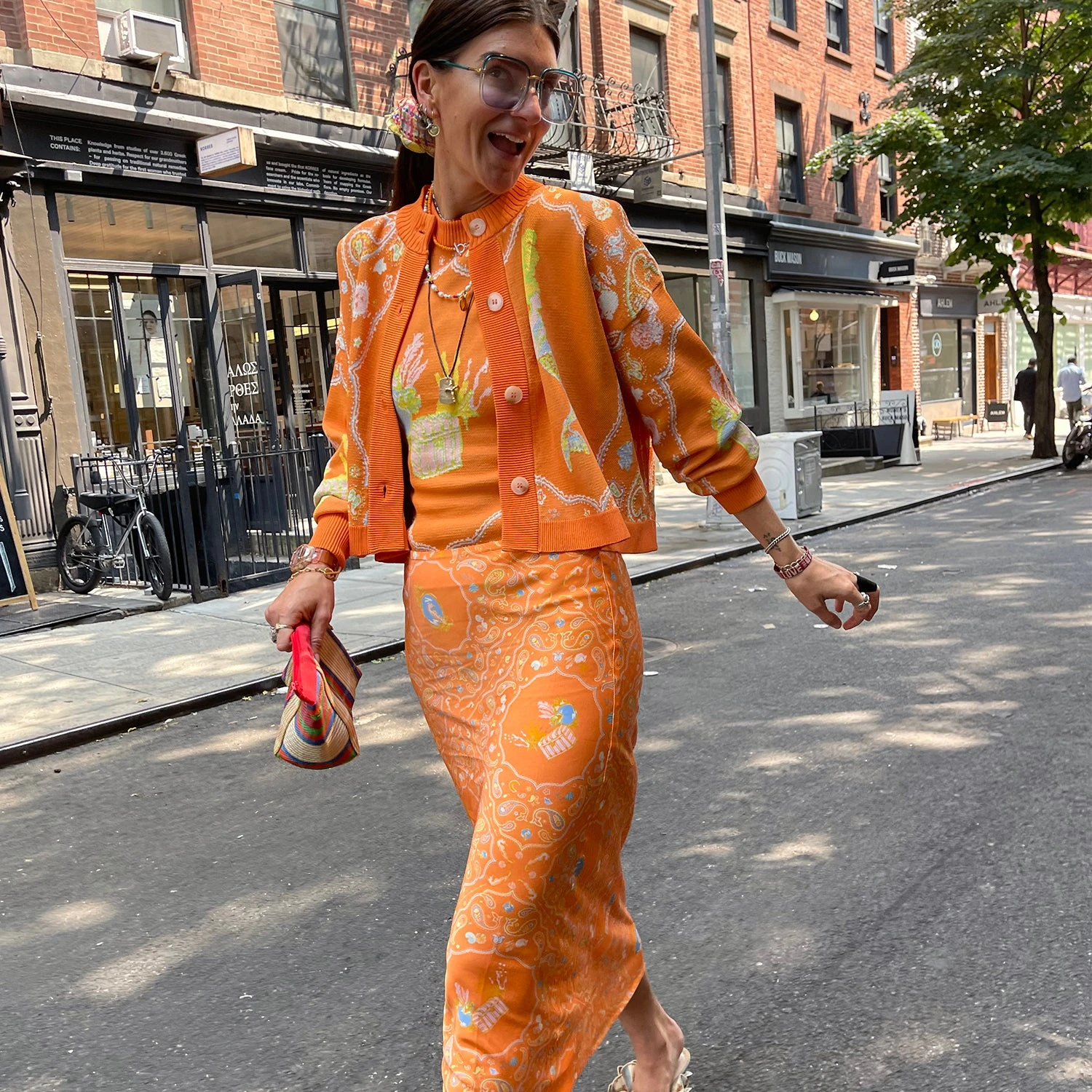 Orange Sealife Portrait Skirt