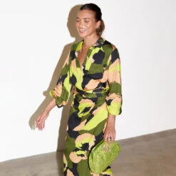 NEVER FULLY DRESSED Lime And Khaki Abstract Sami Shirt