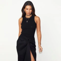 NEVER FULLY DRESSED Black Ribbed Tank