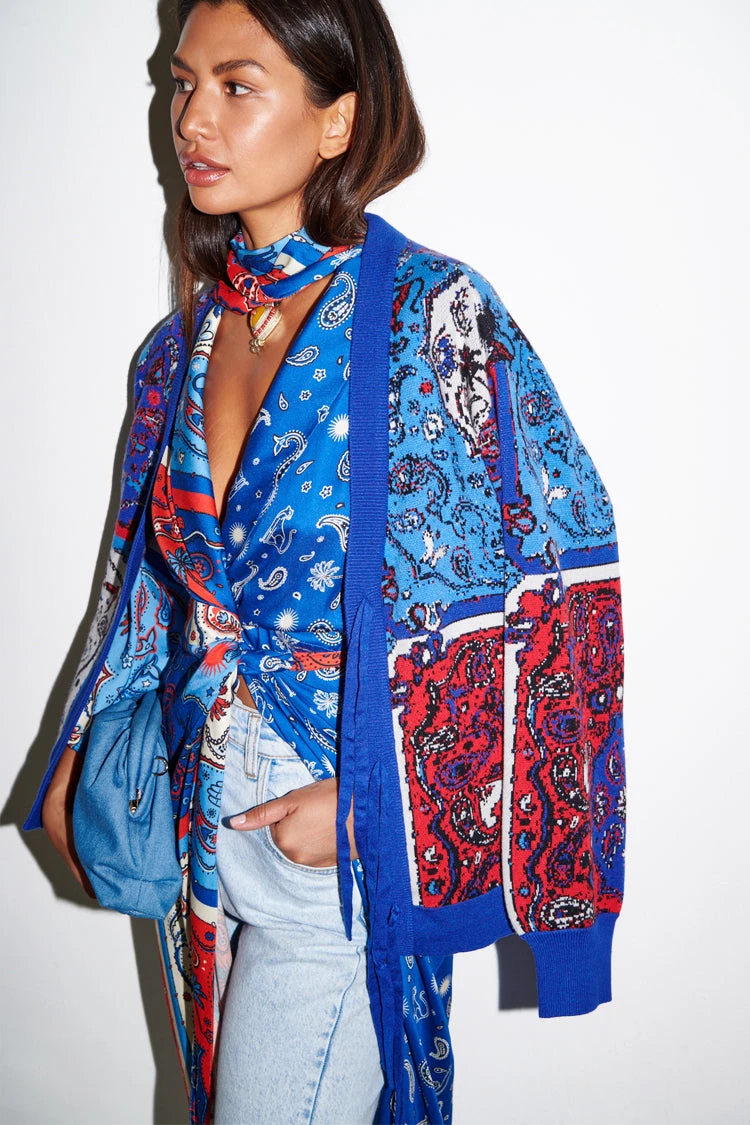 NEVER FULLY DRESSED Blue Bandana Clash Brooklyn Wrap Dress - Image 6