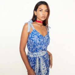 NEVER FULLY DRESSED Blue Mosaic Cami Top