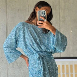 NEVER FULLY DRESSED Ice Blue Sequin Tilly Top