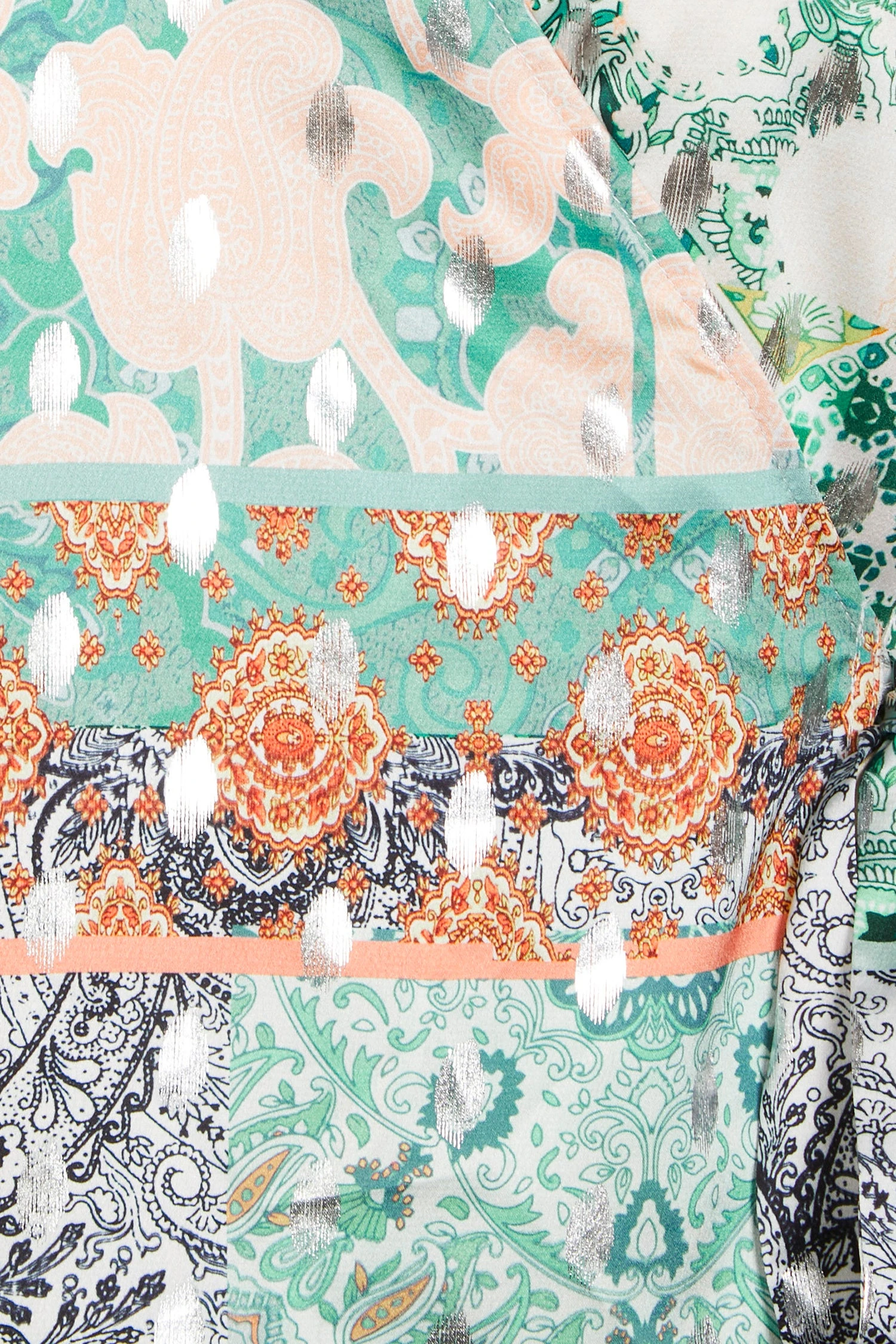 Boho Print Short Sleeve Wrap Top - Curve - Image 11