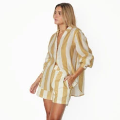 NEVER FULLY DRESSED Camel Stripe Miley Shirt