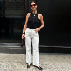 NEVER FULLY DRESSED Ecru Scallop Detail Jeans