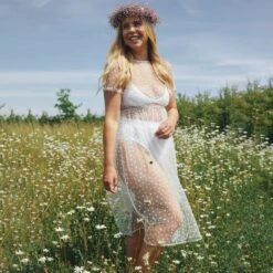 White Heart Flocked Billie Dress