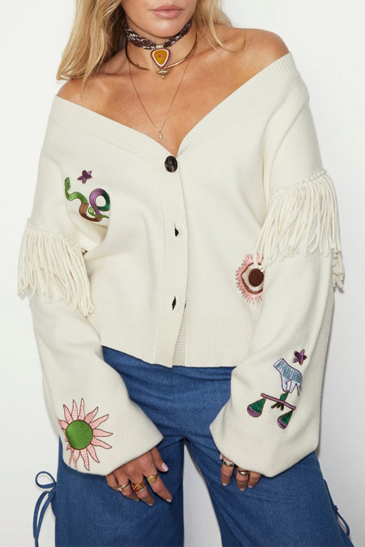 NEVER FULLY DRESSED Cream Mystical Cardigan - Image 2