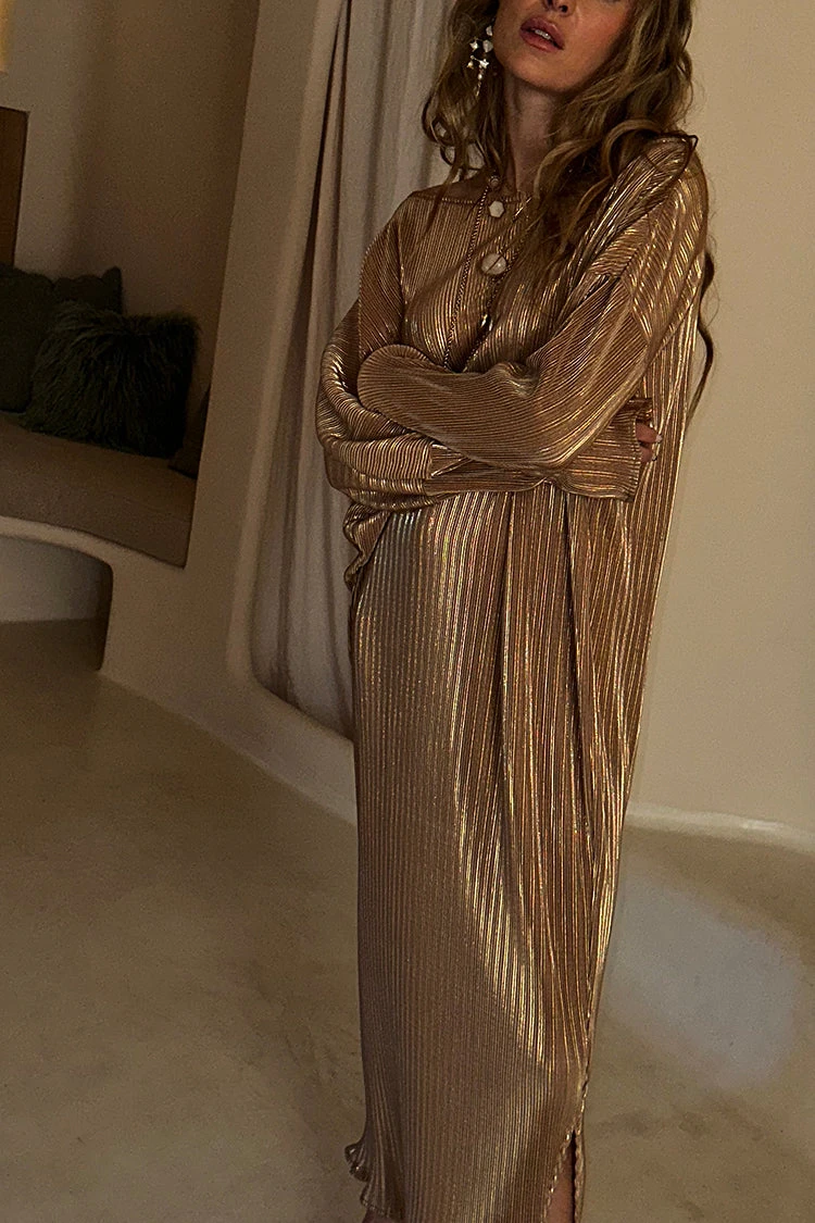 NEVER FULLY DRESSED Gold Plisse Jem Dress - Image 7