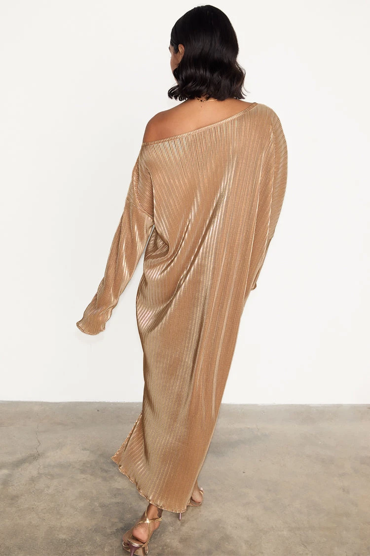 NEVER FULLY DRESSED Gold Plisse Jem Dress - Image 8
