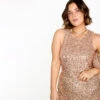 NEVER FULLY DRESSED Gold Sequin Tank Top