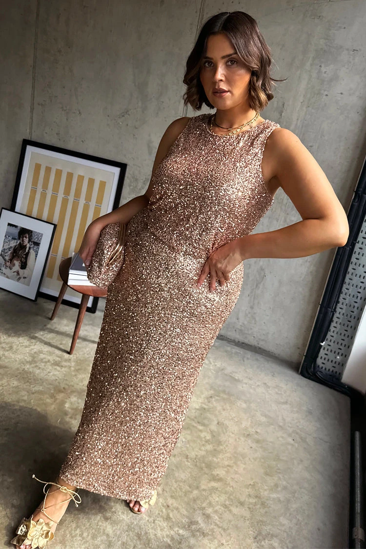 NEVER FULLY DRESSED Gold Sequin Tank Top - Image 9