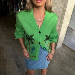 NEVER FULLY DRESSED Green Running Wilder Cardigan