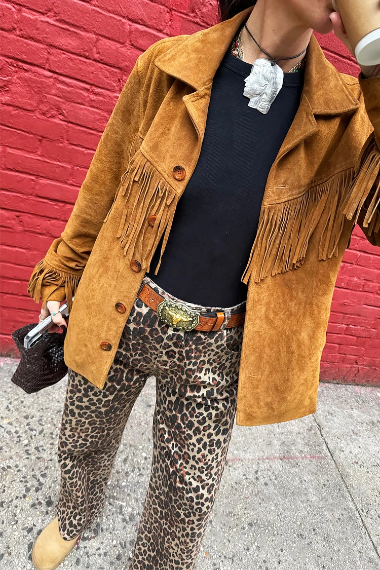 NEVER FULLY DRESSED Leopard Lucia Scallop Detail Jeans Petite - Image 10