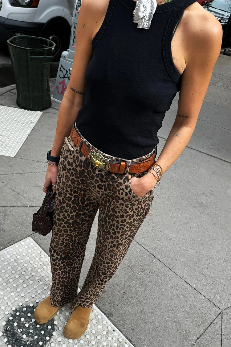 NEVER FULLY DRESSED Leopard Lucia Scallop Detail Jeans Petite - Image 7