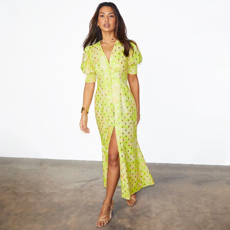 NEVER FULLY DRESSED Lime Mosaic Lindos Dress