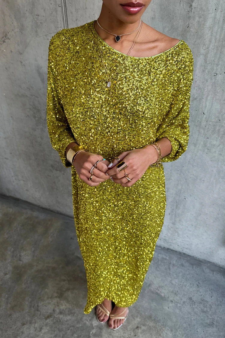 NEVER FULLY DRESSED Lime Sequin Jem Dress - Image 7