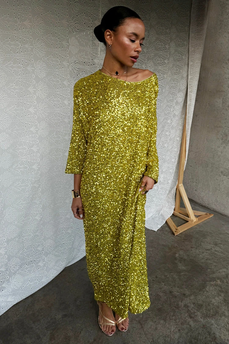 NEVER FULLY DRESSED Lime Sequin Jem Dress - Image 10