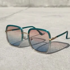 NEVER FULLY DRESSED Blue Tint Lucy Square Sunglasses