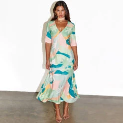 NEVER FULLY DRESSED Sage Lyra Poppy Midi Dress