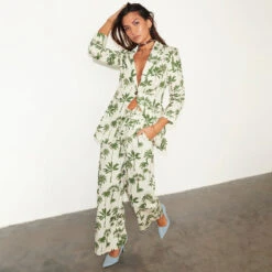 NEVER FULLY DRESSED Green Palm Taylor Blazer