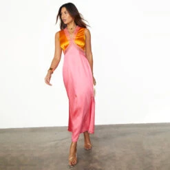 NEVER FULLY DRESSED Orange And Pink Sleeveless May Dress