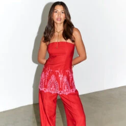 Red And Pink Sol Bandeau Top