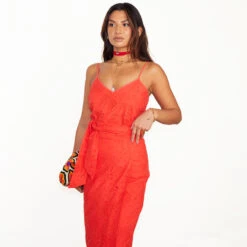 NEVER FULLY DRESSED Red Broderie Cami Top