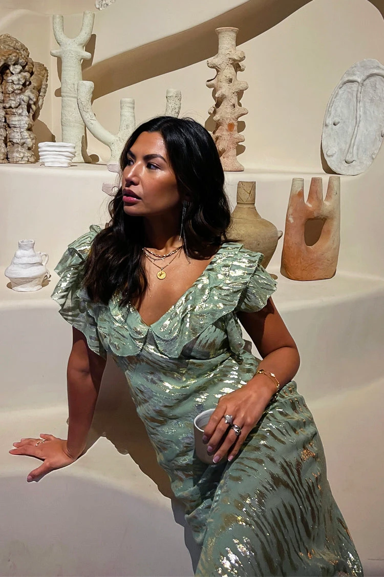 NEVER FULLY DRESSED Sage Jacquard Tilda Dress - Image 10