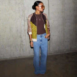 NEVER FULLY DRESSED Sequin Mix Bomber