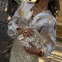 NEVER FULLY DRESSED Shells Miley Shirt With Gold Fleck