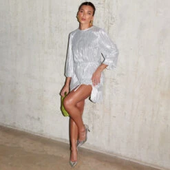 NEVER FULLY DRESSED Silver Plisse Marnie Dress