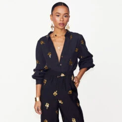 NEVER FULLY DRESSED Black Gold Snake Miley Shirt