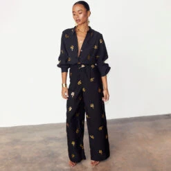 NEVER FULLY DRESSED Black Gold Snake Elissa Trousers