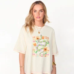 NEVER FULLY DRESSED Cream Abstract Snake T-shirt