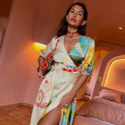 NEVER FULLY DRESSED Multi Sundazed Summer Vienna Wrap Dress Petite