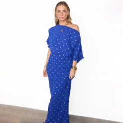 NEVER FULLY DRESSED Blue Tilly Plisse Dress